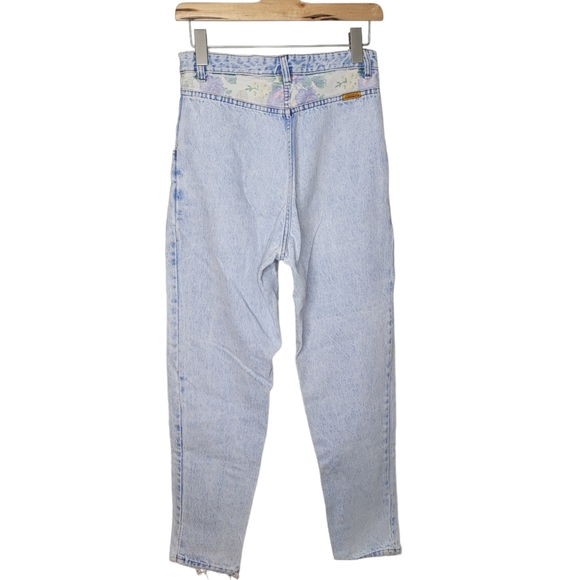 VTG Vintage High Rise Bare Back Jordache Jeans Floral Pockets Light Rinse 90s 28 - Picture 2 of 14